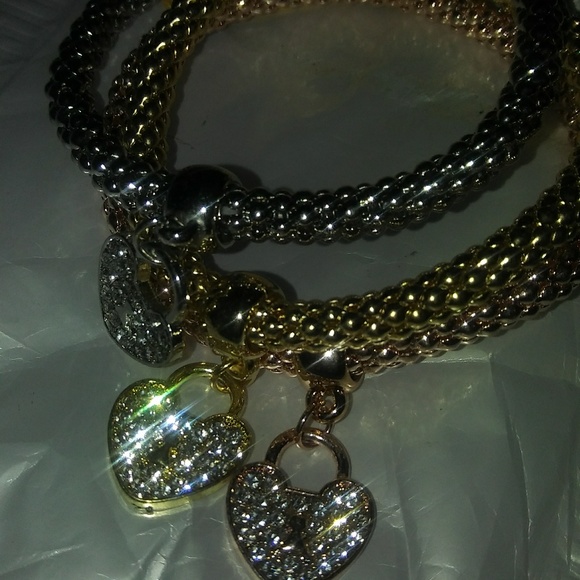 3 Piece Heart Charm Bracelets - Picture 3 of 4